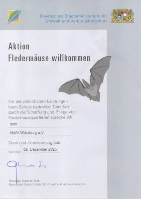 Urkunde Fledermäuse willkommen